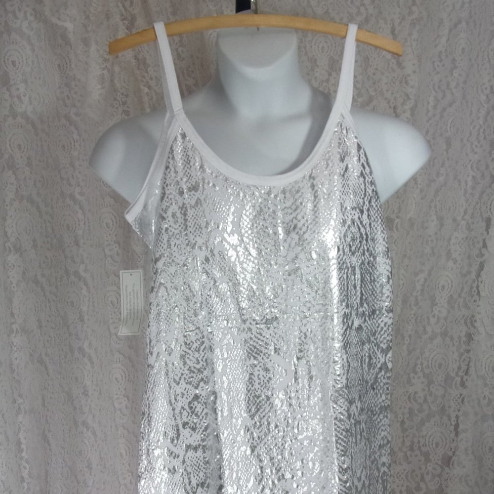 Knit Camisole Top with Silver Metallic Snake Design NWOT